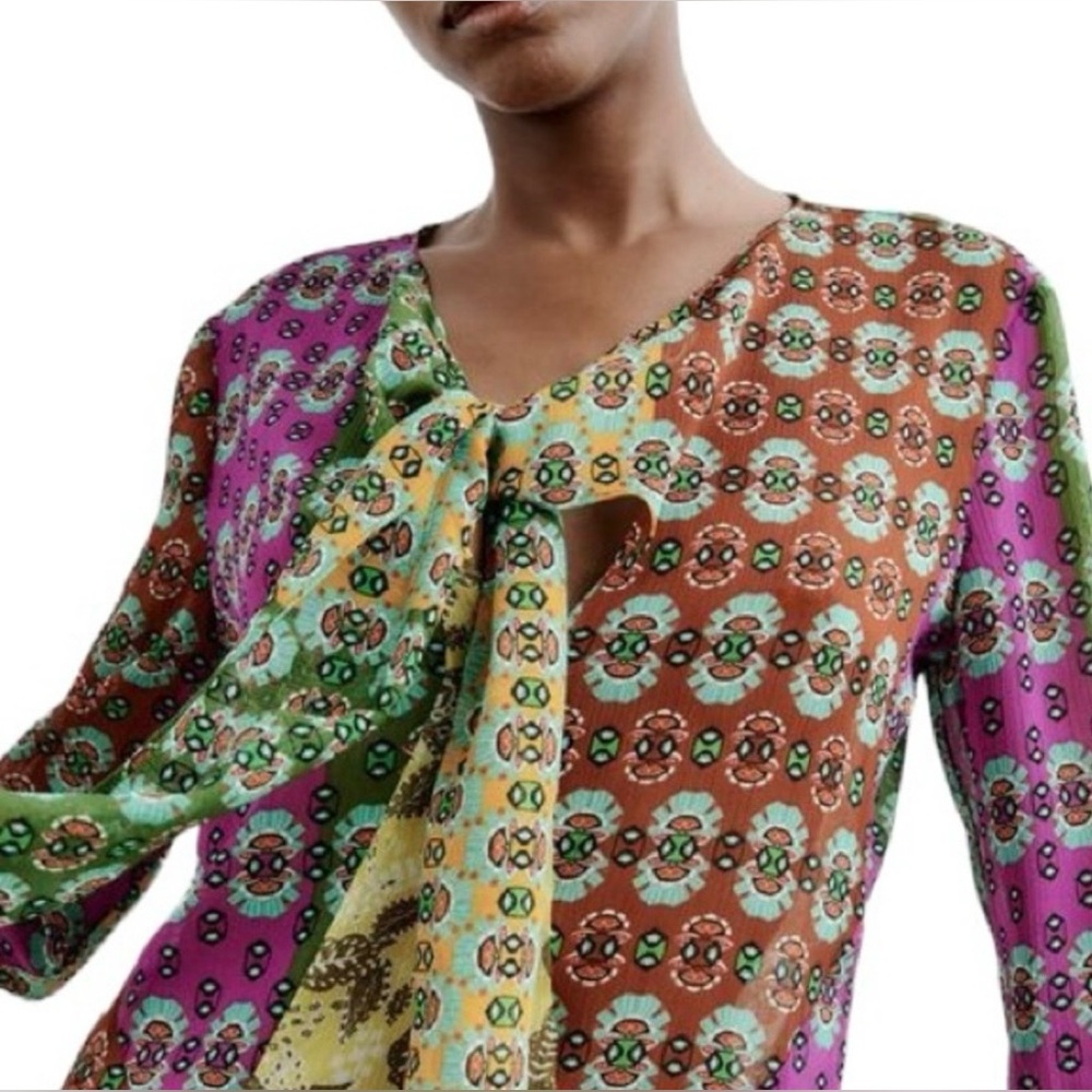 Zara | Multicolor Patterned Blouse - image 3
